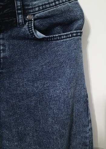 Düğmeli Mavi bayan Kot Pantolon - Görsel 6