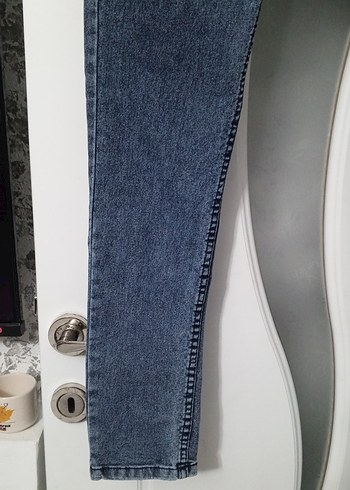 Düğmeli Mavi bayan Kot Pantolon - Görsel 7