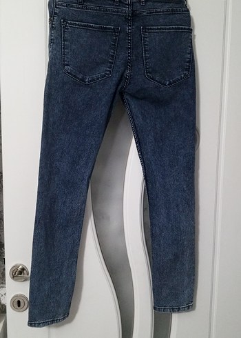 Düğmeli Mavi bayan Kot Pantolon - Görsel 13