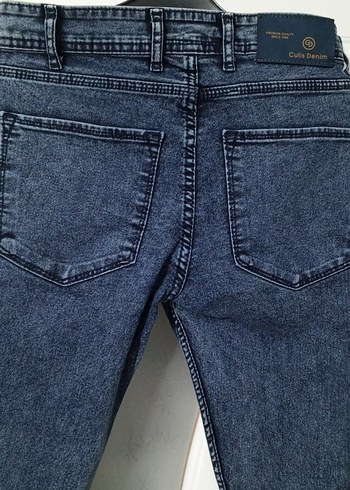 Düğmeli Mavi bayan Kot Pantolon - Görsel 11