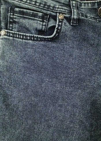 Düğmeli Mavi bayan Kot Pantolon - Görsel 5