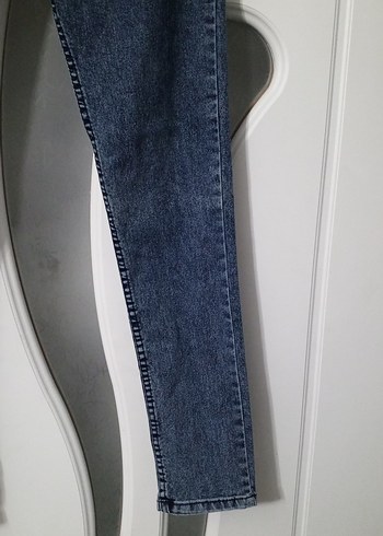 Düğmeli Mavi bayan Kot Pantolon - Görsel 8