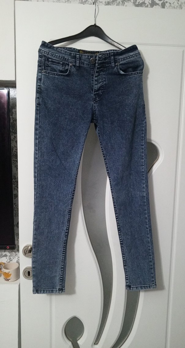 Düğmeli Mavi bayan Kot Pantolon - Görsel 2