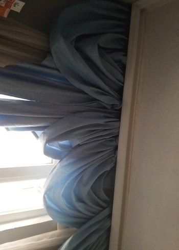 Parlak Mavi Tie-Dye Modern Perde - Görsel 7