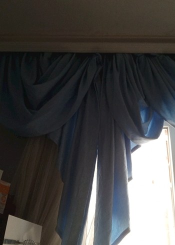 Parlak Mavi Tie-Dye Modern Perde - Görsel 5