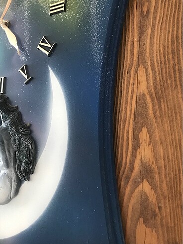 Beden lacivert Renk Ahşap tablo duvar saati