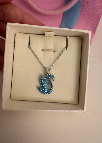 Swarovski mavi kuğulu  kolye - Görsel 2