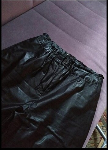 36 Beden siyah Renk Kadın Deri pantolon 