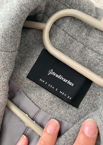 Stradivarius Gri Çift Düğmeli Uzun Kaban