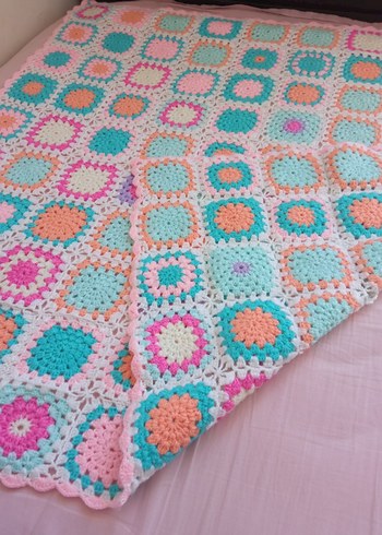 Renkli el örgüsü bebek battaniyesi - Görsel 2