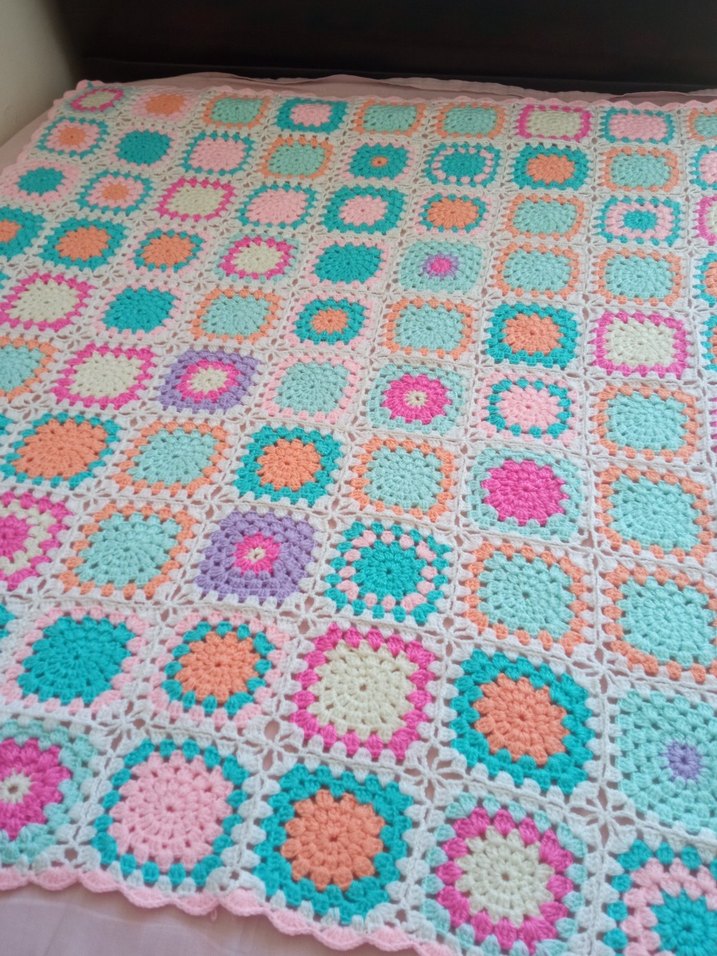 Renkli el örgüsü bebek battaniyesi - Görsel 4