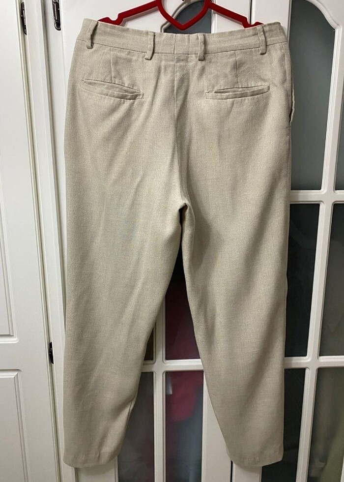 Zara Pileli Keten Havuç Kesim Pantolon  - Görsel 2