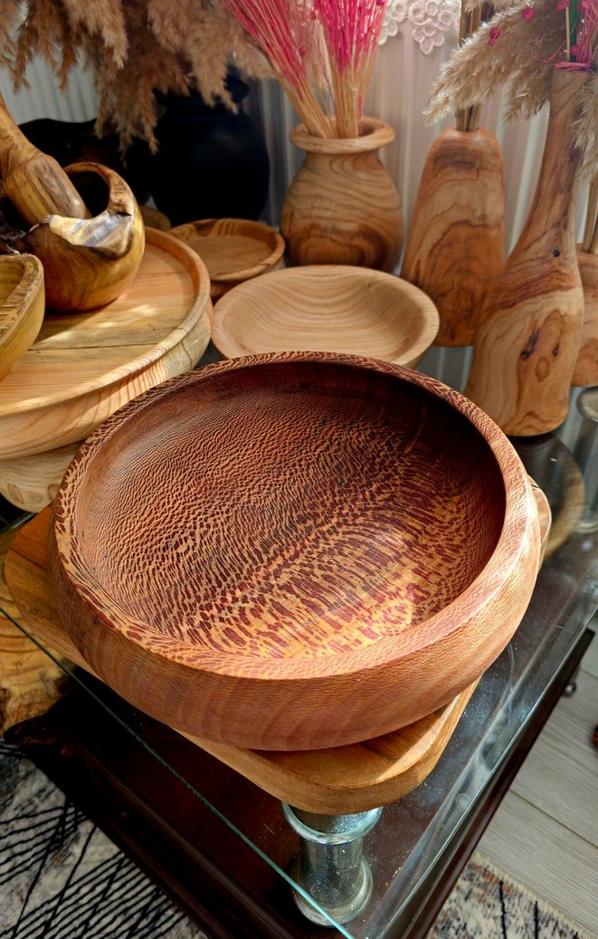 Parlak Kahverengi Ahşap Tabak kase - Görsel 2