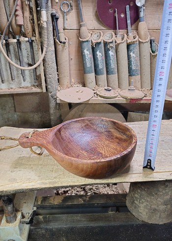 Kahverengi Ahşap Kulplu Kase - Görsel 5