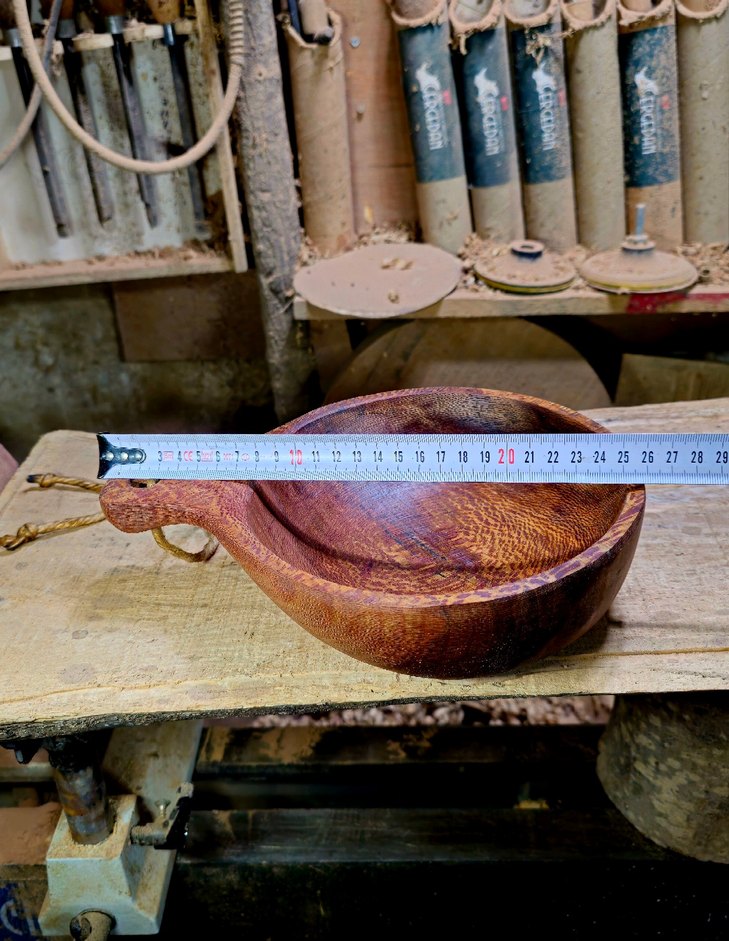 Kahverengi Ahşap Kulplu Kase - Görsel 4