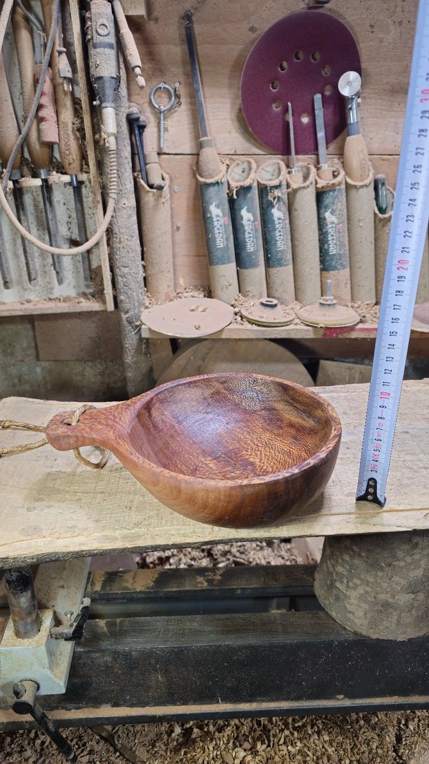 Kahverengi Ahşap Kulplu Kase - Görsel 5