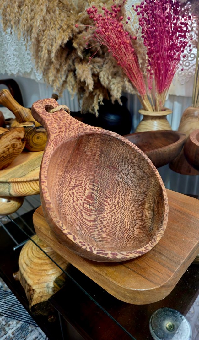 Kahverengi Ahşap Kulplu Kase - Görsel 3