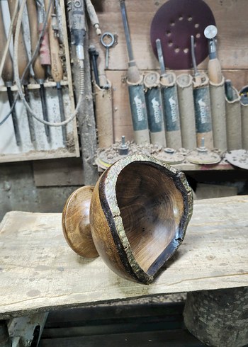 Koyu Kahverengi Ahşap ayaklı sununluk - Görsel 6