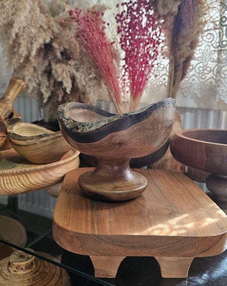 Koyu Kahverengi Ahşap ayaklı sununluk - Görsel 3