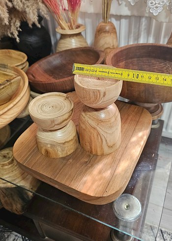 Ahşap Mumluk Bej Mum Seti - Görsel 7