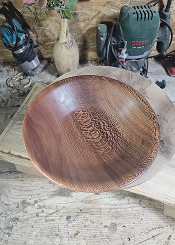 Parlak Kahverengi Ahşap Tabak kase - Görsel 4