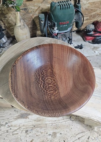 Parlak Kahverengi Ahşap Tabak kase - Görsel 12