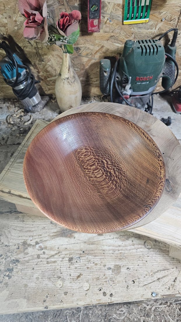 Parlak Kahverengi Ahşap Tabak kase - Görsel 4