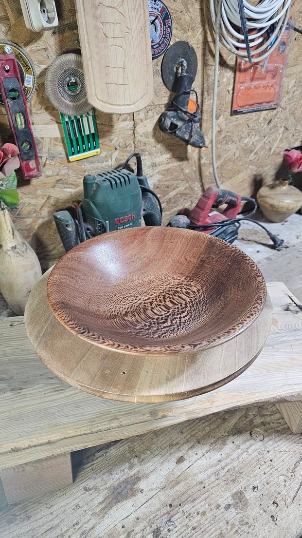 Parlak Kahverengi Ahşap Tabak kase - Görsel 2