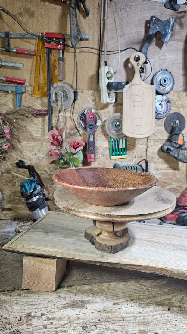 Parlak Kahverengi Ahşap Tabak kase - Görsel 5