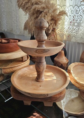 Ahşap İki Katlı Sunum Tabağı - Görsel 13