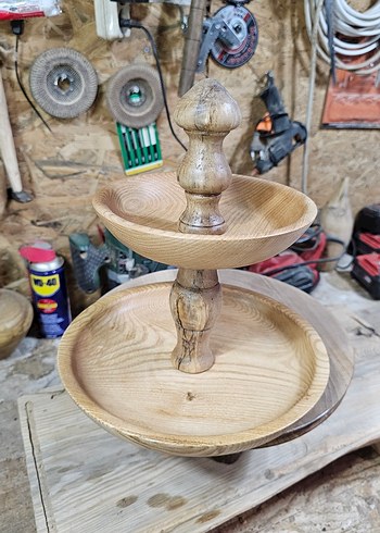 Ahşap İki Katlı Sunum Tabağı - Görsel 4