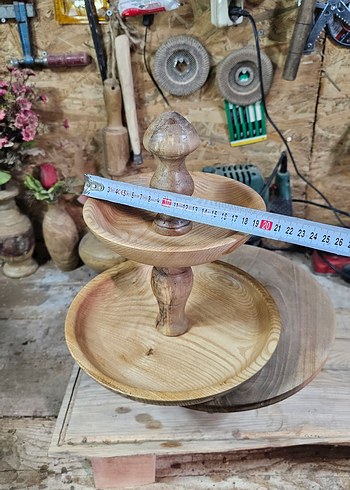 Ahşap İki Katlı Sunum Tabağı - Görsel 8