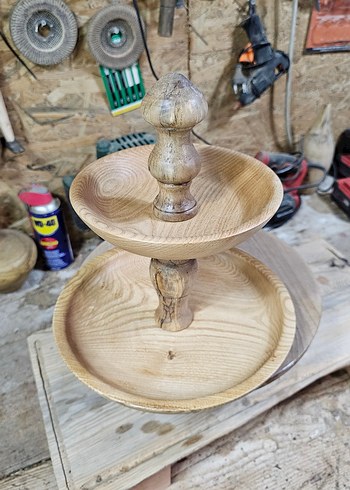 Ahşap İki Katlı Sunum Tabağı - Görsel 3