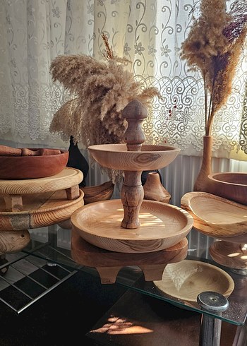 Ahşap İki Katlı Sunum Tabağı - Görsel 12