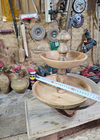 Ahşap İki Katlı Sunum Tabağı - Görsel 7