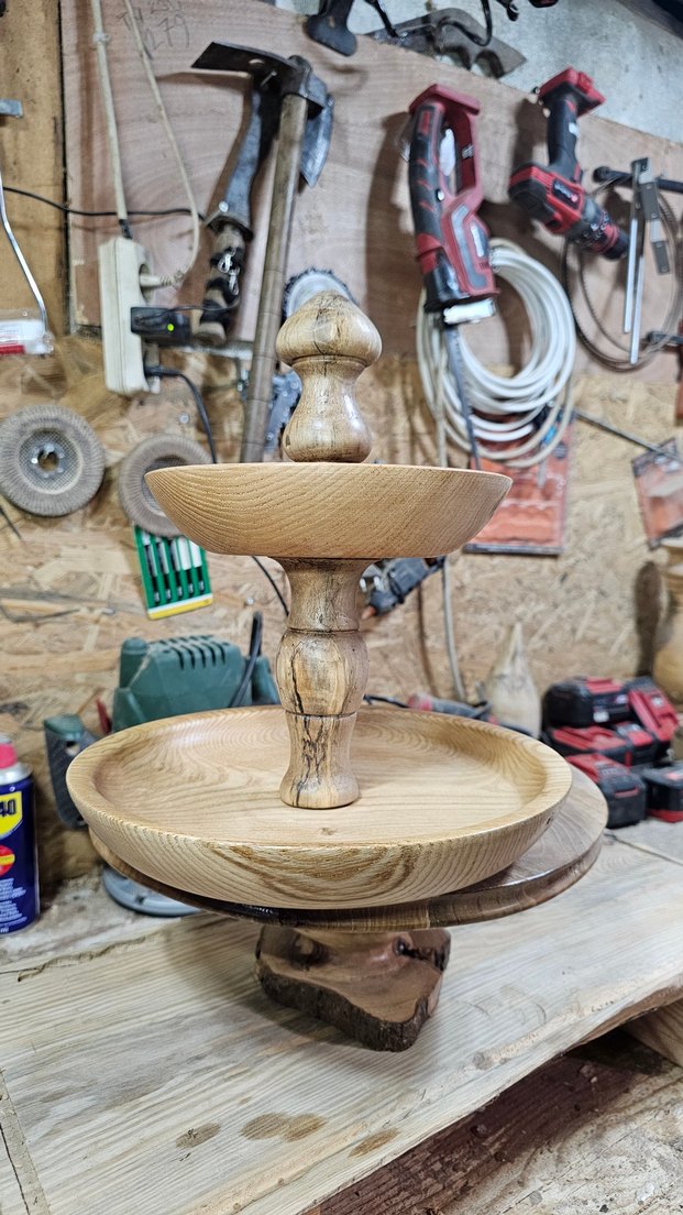 Ahşap İki Katlı Sunum Tabağı - Görsel 2