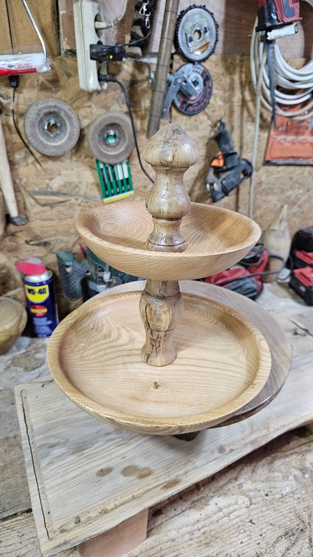 Ahşap İki Katlı Sunum Tabağı - Görsel 4