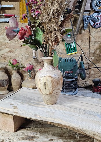 Doğal Ahşap Beyaz Vazo - Görsel 8