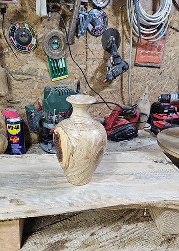 Doğal Ahşap Beyaz Vazo - Görsel 6