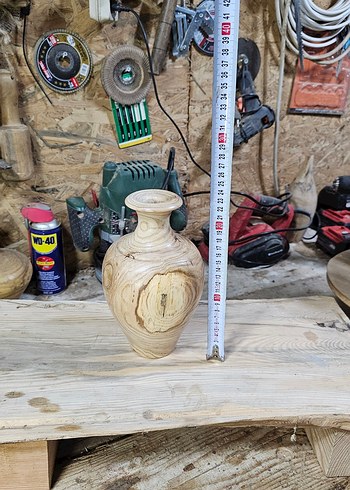 Doğal Ahşap Beyaz Vazo - Görsel 3