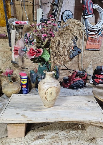 Doğal Ahşap Beyaz Vazo - Görsel 7