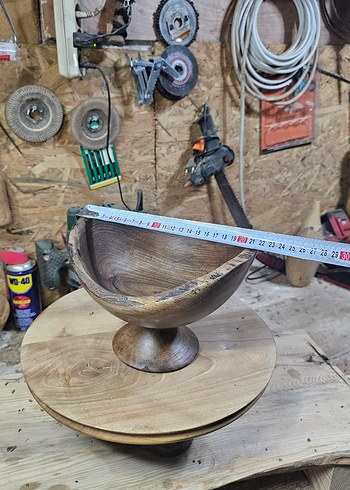 ahşap ceviz dekoratif ayaklı sunumluk kase - Görsel 9