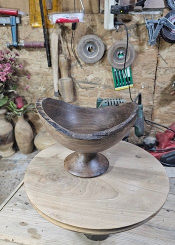 ahşap ceviz dekoratif ayaklı sunumluk kase - Görsel 4