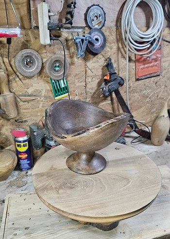 ahşap ceviz dekoratif ayaklı sunumluk kase - Görsel 3