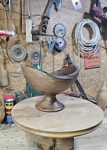 ahşap ceviz dekoratif ayaklı sunumluk kase - Görsel 2