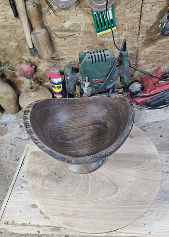 ahşap ceviz dekoratif ayaklı sunumluk kase - Görsel 5