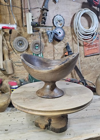 ahşap ceviz dekoratif ayaklı sunumluk kase - Görsel 6