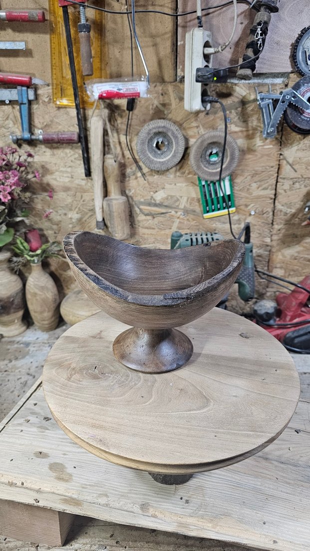 ahşap ceviz dekoratif ayaklı sunumluk kase - Görsel 4