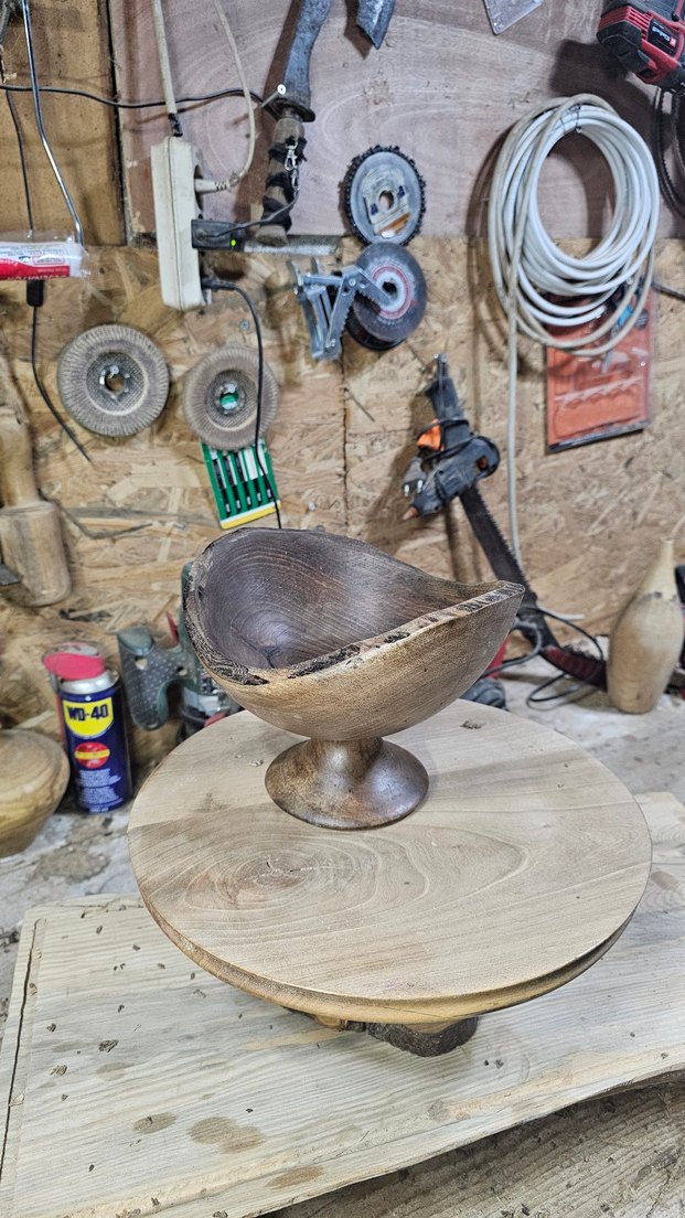 ahşap ceviz dekoratif ayaklı sunumluk kase - Görsel 3