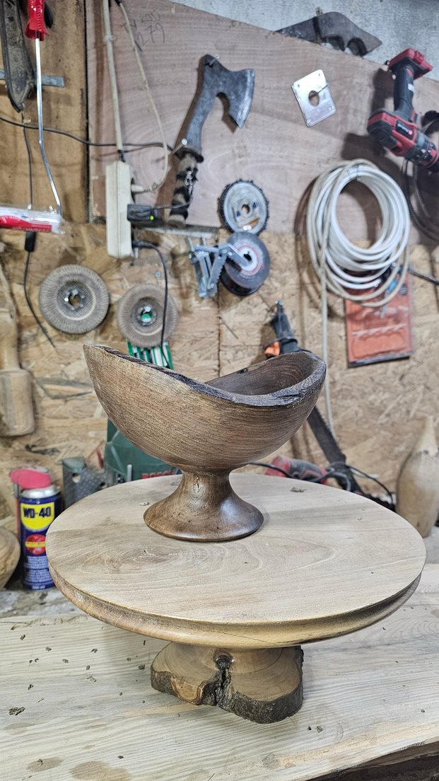 ahşap ceviz dekoratif ayaklı sunumluk kase - Görsel 2